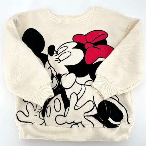 Zara x Disney Mickey Minnie Velvet Graphic Cream Sweatshirt 9-12 Months - Picture 2 of 6